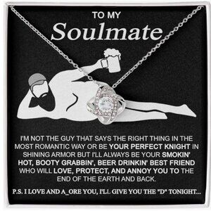 HETRALE To My Soulmate Necklace For Women, Love knot - Cubic Zirconia